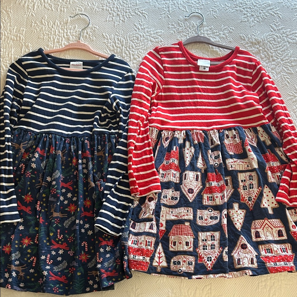 Hanna Andersson Navy and Red Kids Dresses Set Holiday Size 5